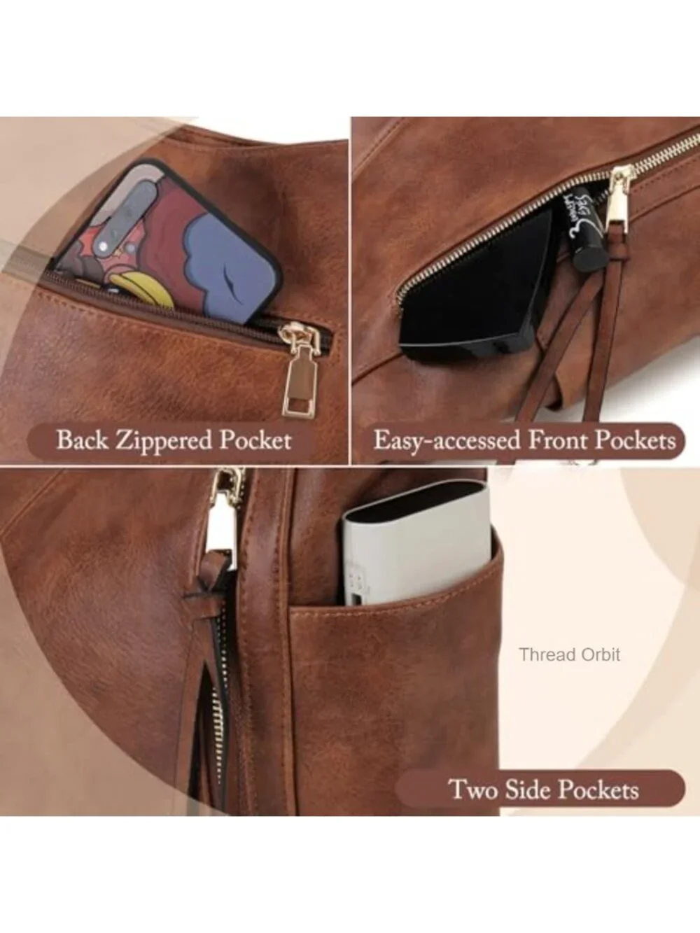 PU Leather Hobo Bag Crossbody Shoulder Bag for Work Travel